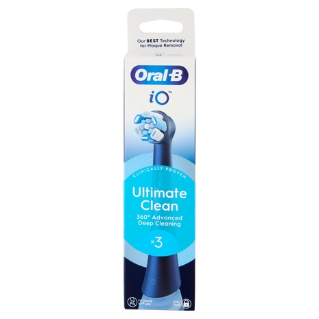 Oral-B iO Testine Ricambio Ultimate Clean Blu Spazzolino Elettrico Denti Ricaricabile, 3 Refills